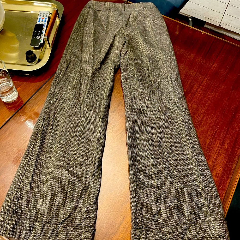 H&M wide leg polyester and wool pants brown